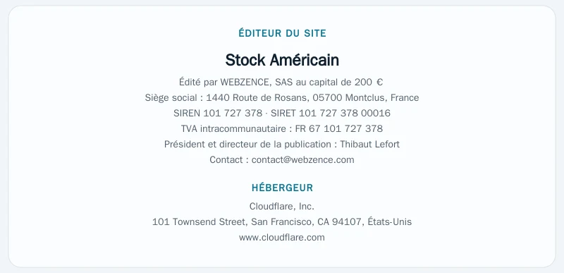 Coordonnées légales de l’éditeur et de l’hébergeur du site